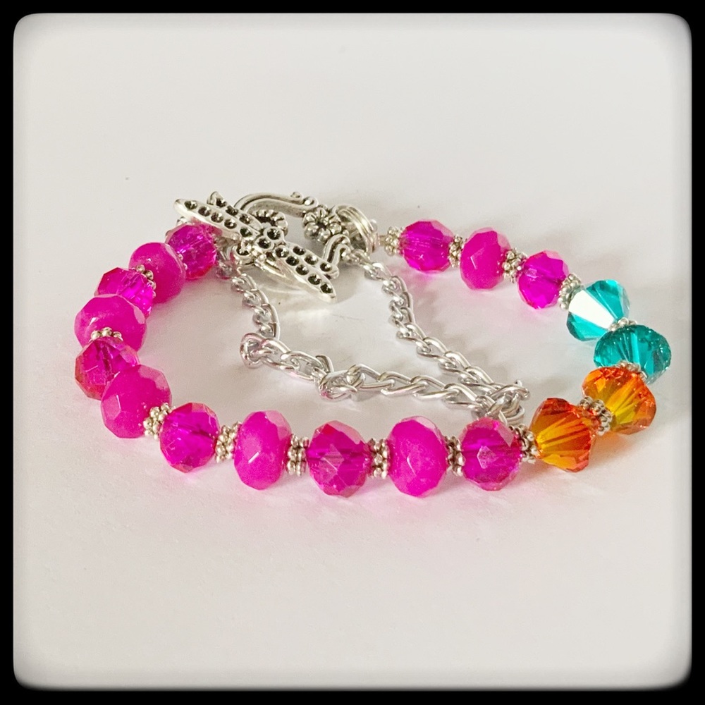 🆕✅SWARVOSKI LOVES STONE PINK/BLUE/ORANGE BRACELET